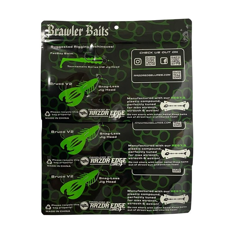 Custom Print Vista Window Fishing Lure Worms Baits Mylar Package Zipper Bag